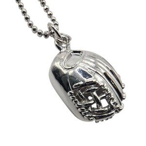 Silver tone necklace softball baseball Glove Pendant Ball Chain sports jewelry